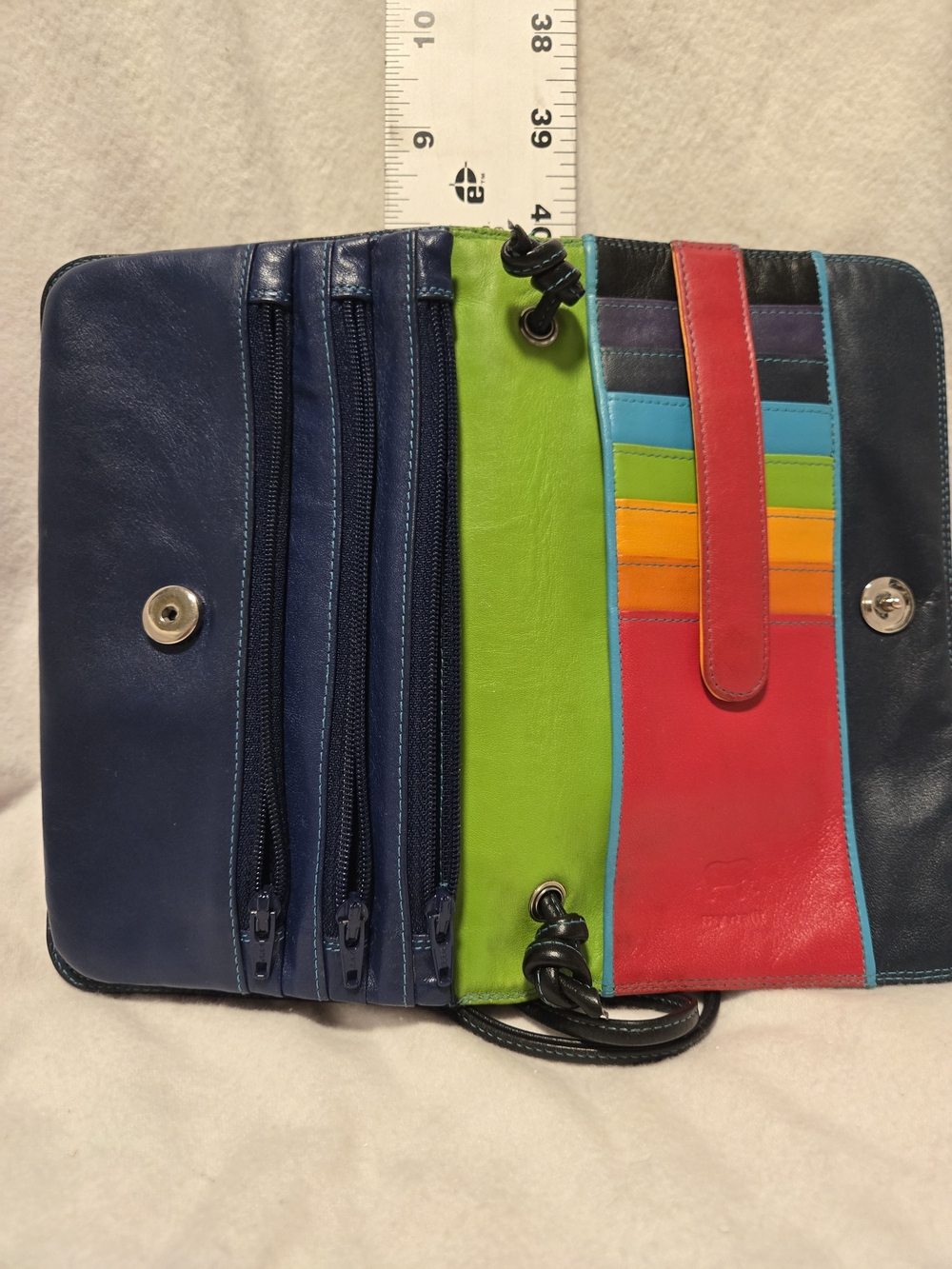 Mywalit Genuine Leather Multi-Zip Organizer Crossbody Bag, Cleaned & Conditioned